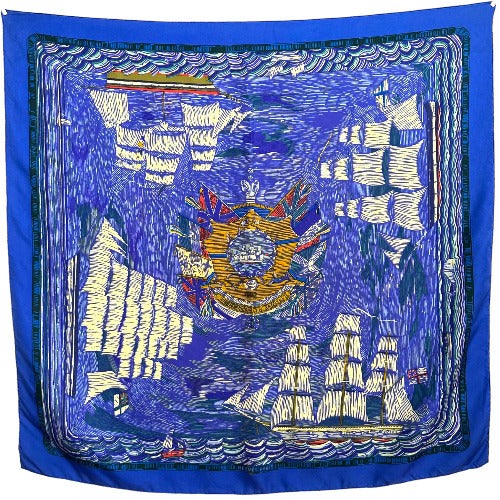 Naïve marine print - HERMES SCARF 90 cm