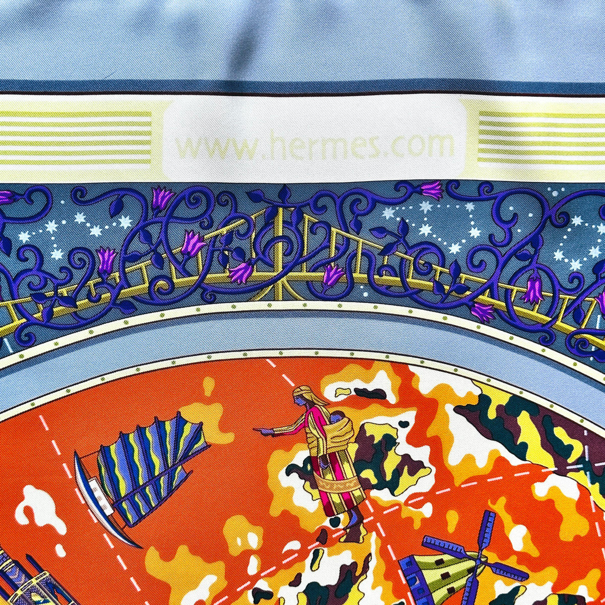 Carré Hermès www.hermes.com Christine Henry 90 cm soie, cartouche du titre www.hermes.com