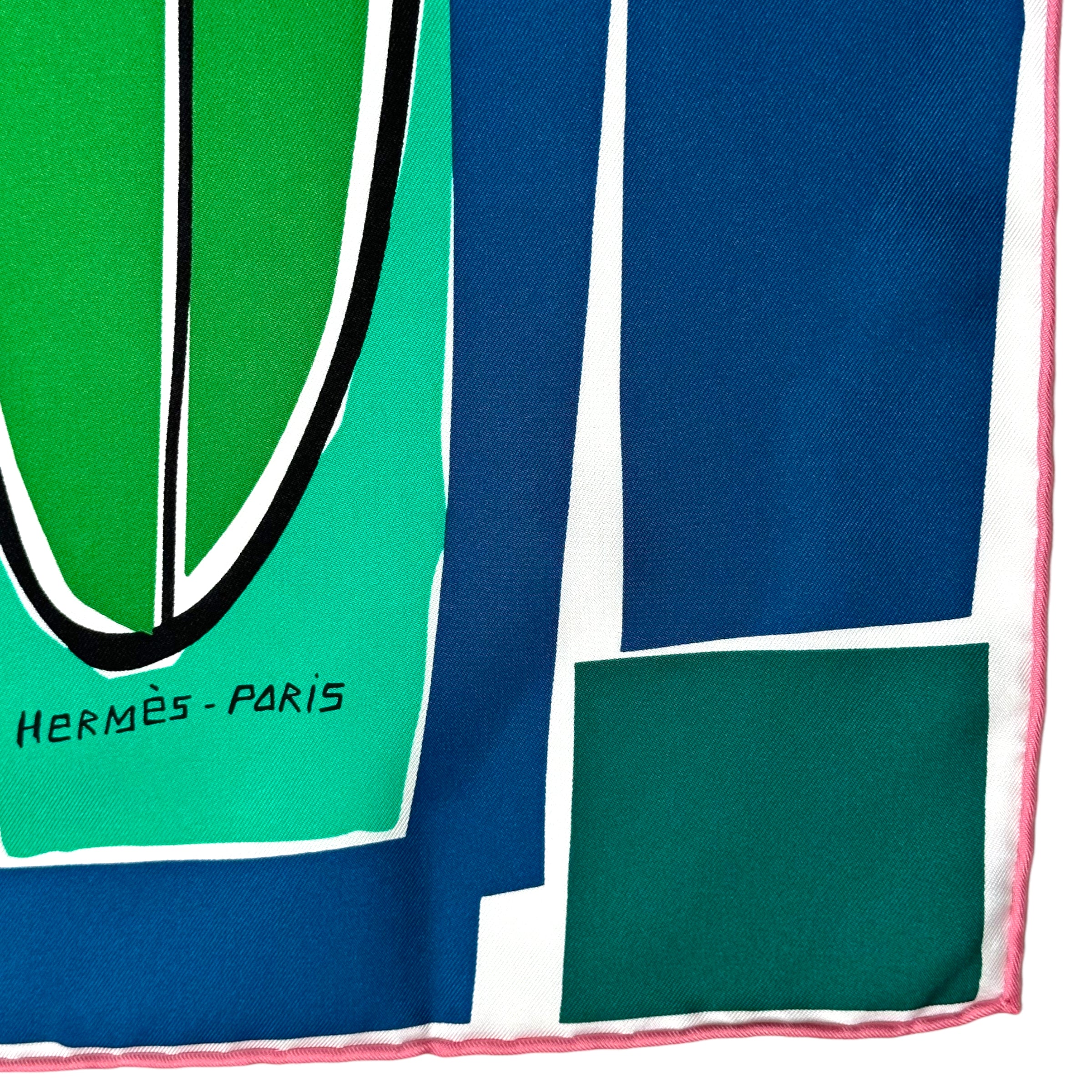 Sea, Surf &amp; Fun designed by Filipe Jardim - Hermès scarf 90cm - 100% silk - blue