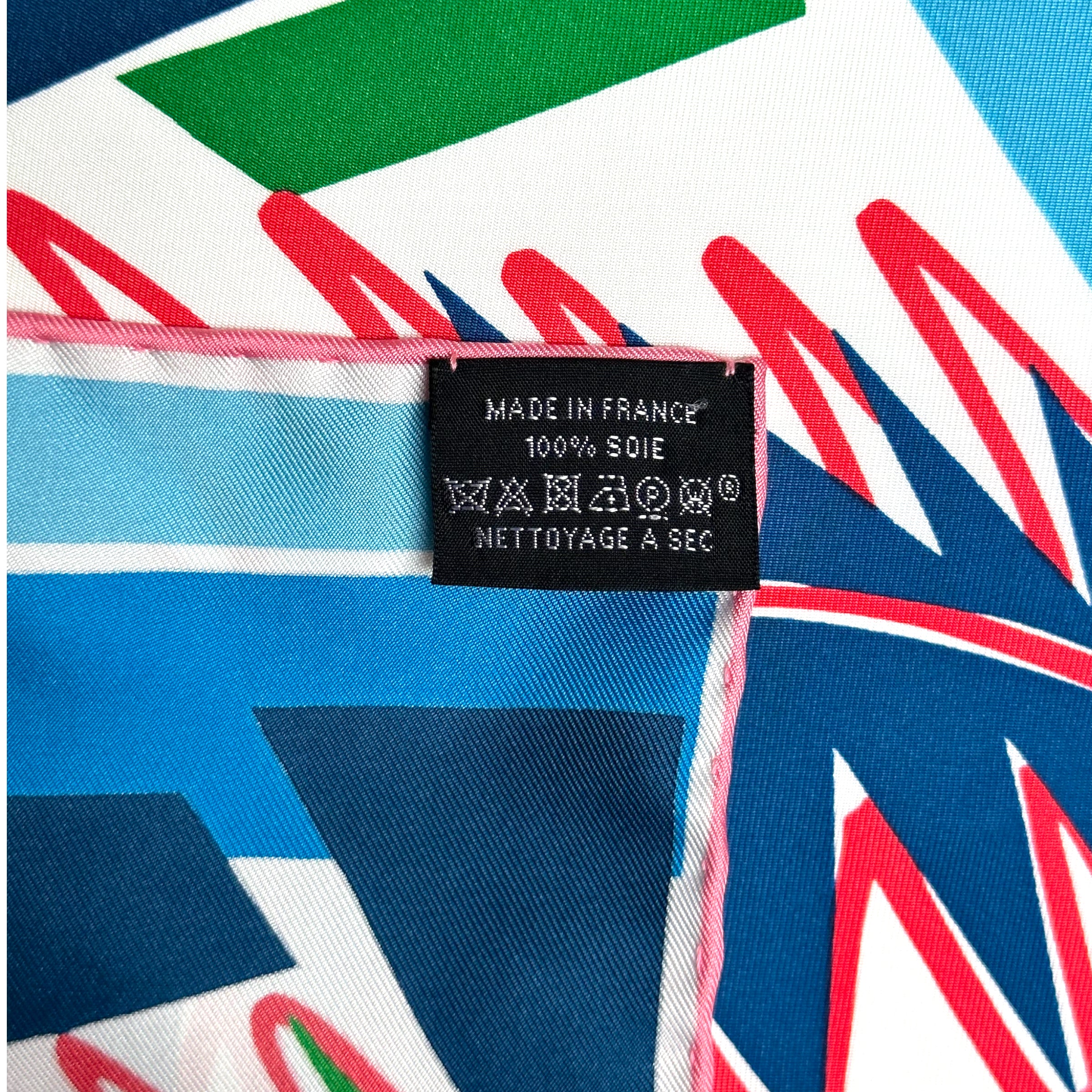 Sea, Surf &amp; Fun designed by Filipe Jardim - Hermès scarf 90cm - 100% silk - blue