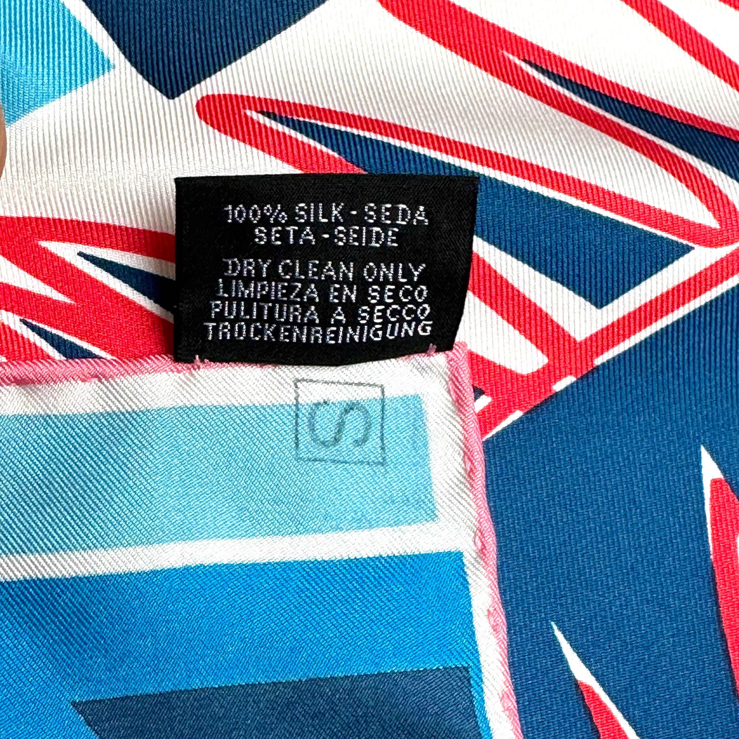 Sea, Surf &amp; Fun designed by Filipe Jardim - Hermès scarf 90cm - 100% silk - blue