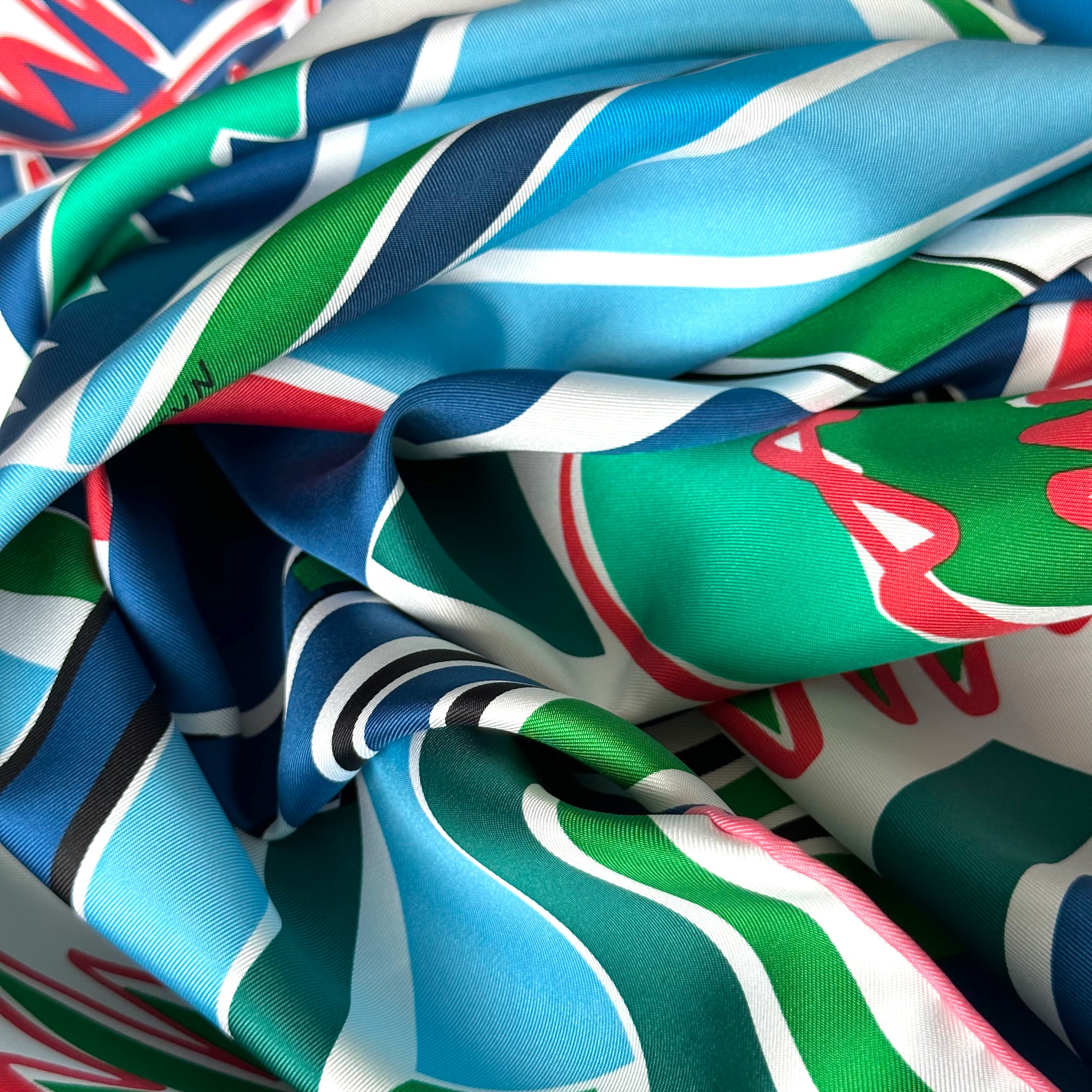 Sea, Surf &amp; Fun designed by Filipe Jardim - Hermès scarf 90cm - 100% silk - blue