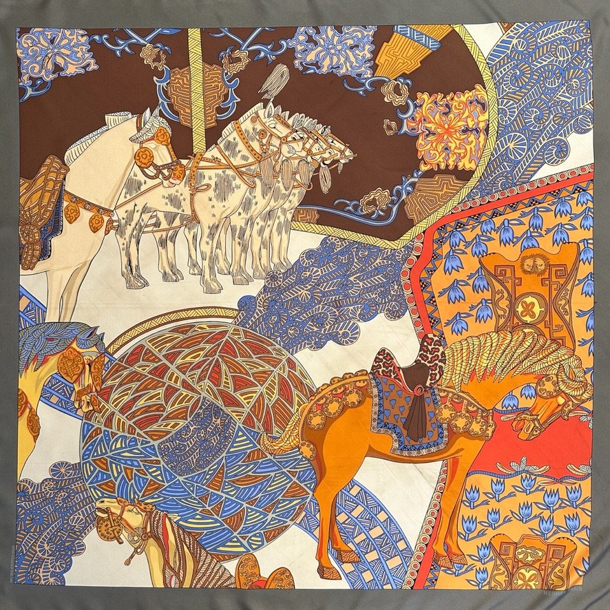 foulard carre hermes detail du design art des steppes 