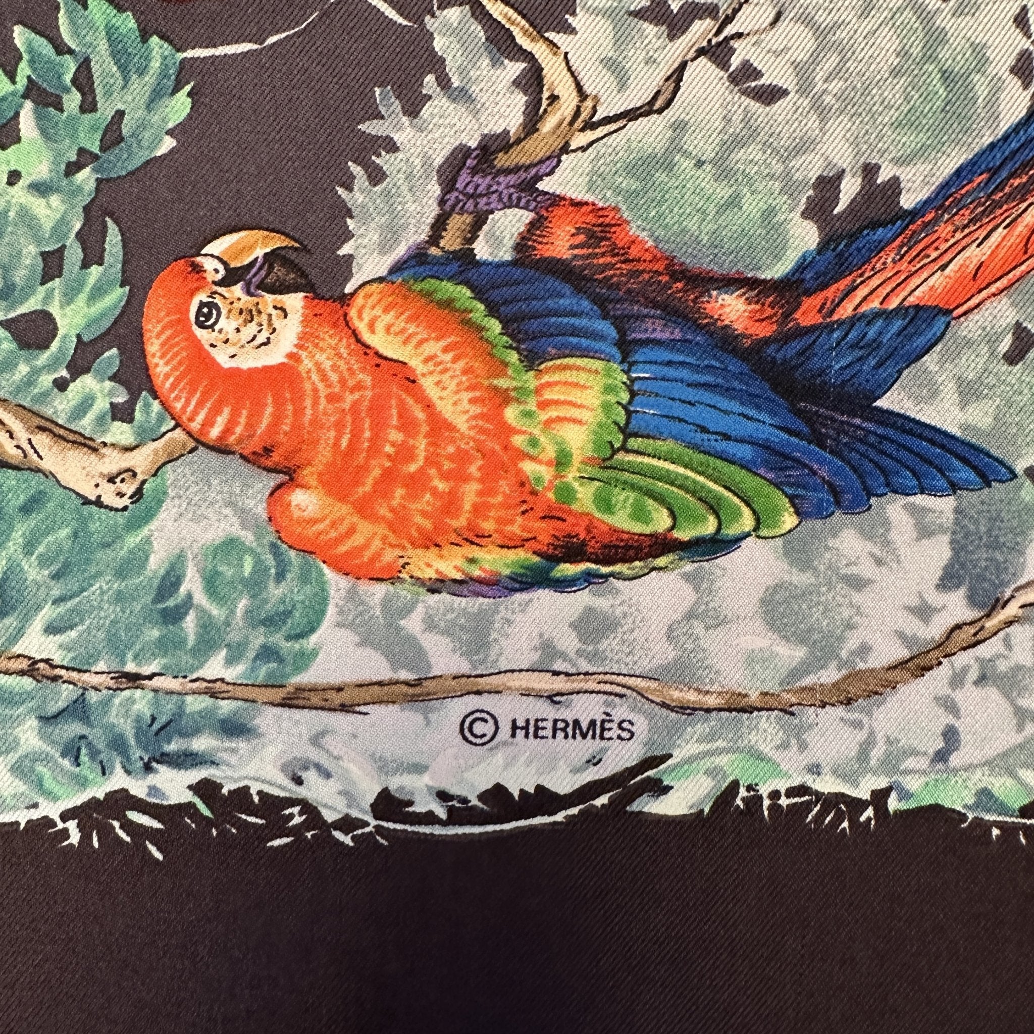 foulard carre hermes equateur par robert dallet marron